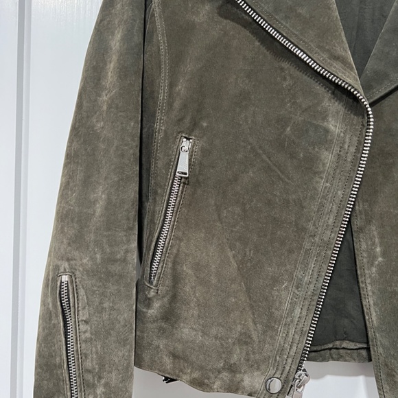 BCBG DK Green Suede Motorcycle Jacket - Picture 3 of 5